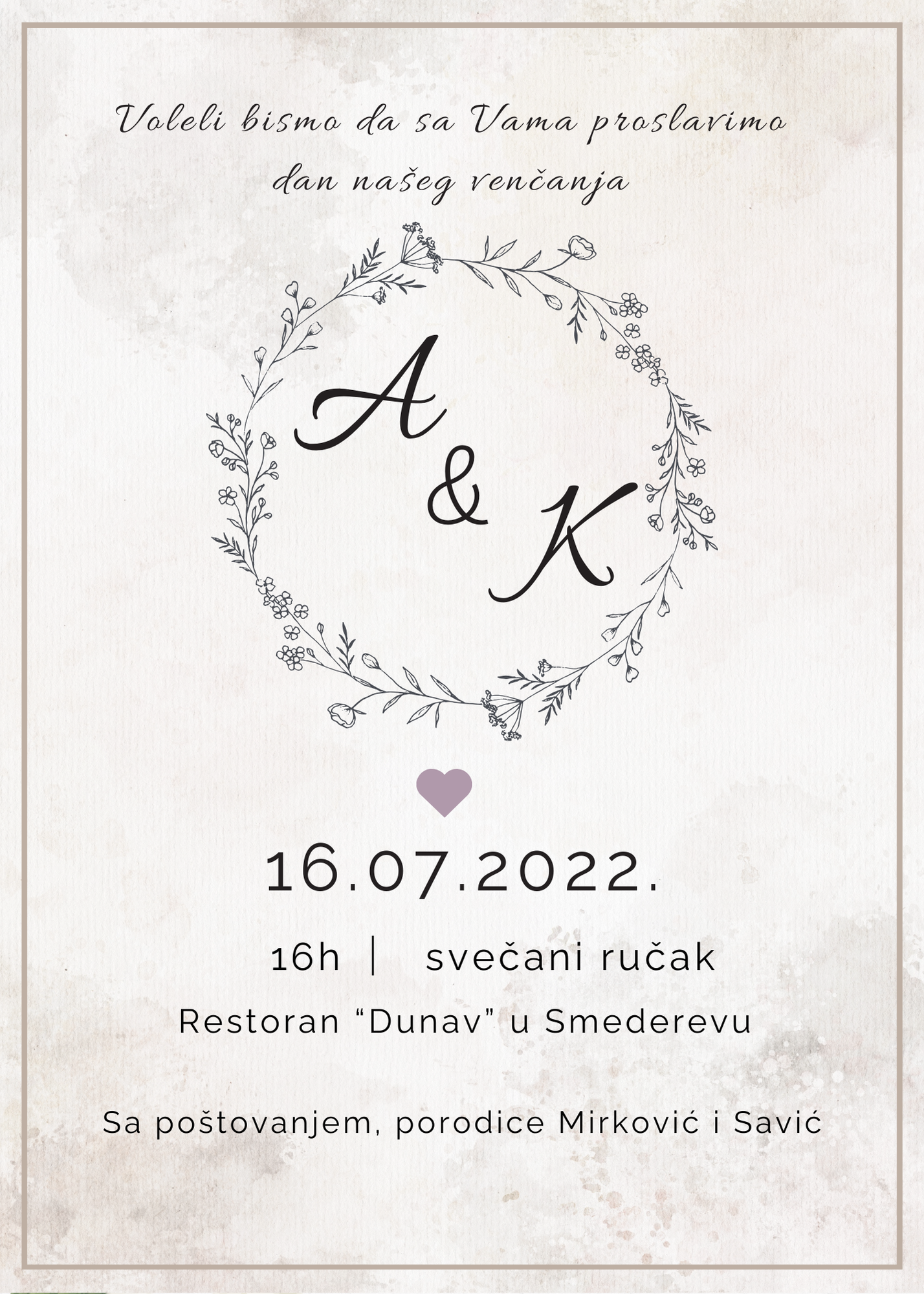 Lumen Design portfolio - Pozivnica za venčanje